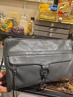 Rebecca Minkoff Gray Leather Crossbody with Chain Strap